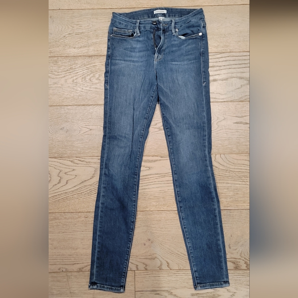 Good American Blue Skinny Jeans with Faded Details